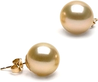 10.0-11.0mm AAA Golden South Sea Pearl Stud Earrings