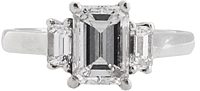 1.26ct GIA E/SI1 Emerald Cut Three Stone Diamond Engagement Ring