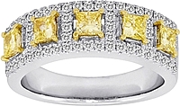 1.45ct Fancy Yellow 5 Stone Diamond Band