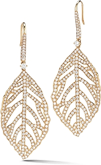 14k Rose Gold Diamond Leaf Earrings