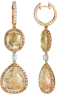 14K Rose Gold Fancy Colored Diamond Slice Drop Earrings- 12.24ct TW