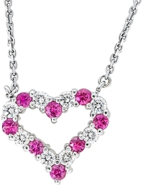14k White Gold 1.65ct Diamond & Pink Sapphire Heart Pendant