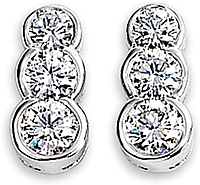 14k White Gold .50ct Three Stone Diamond Earrings