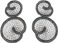 14k White Gold Black & White Diamond Drop Earrings