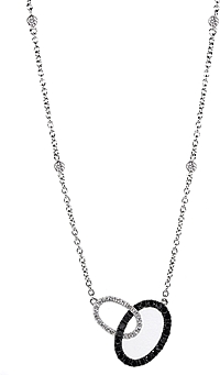 14k White Gold Black & White Diamond Necklace