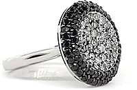 14k White Gold Black & White Diamond Ring