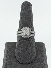 14k White Gold Contoured Diamond Wedding Band