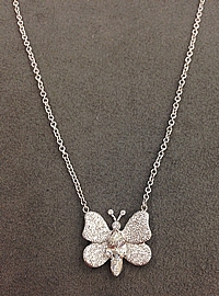 14k White Gold Diamond Butterfly Necklace