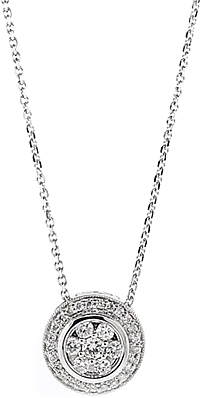 14k White Gold Diamond Cluster Pendant- .45ct