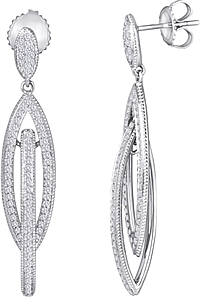14K White Gold Diamond Link Earrings