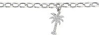 14k White Gold Diamond Palm Tree Charm Bracelet