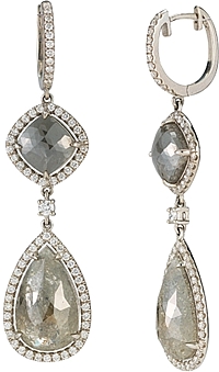 14K White Gold Diamond Slice Drop Earrings- 15.07ct TW