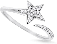 14K White Gold Diamond Star Ring