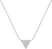 14k White Gold Diamond Triangle Necklace