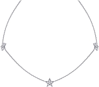 14k White Gold Diamond Tripple Star Necklace