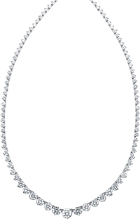14K White Gold Graduated Diamond Necklace-12.46ct TW