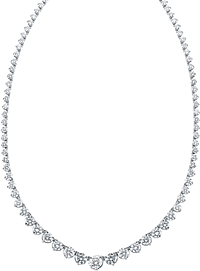 14k White Gold Graduated Diamond Tennis Necklace-12.15cts
