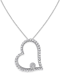 14k White Gold Open Heart Diamond Necklace