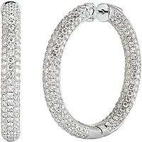 14K White Gold Pave Diamond Hoop Earrings-11.74cts