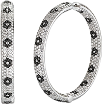 14k White Gold Pave Diamond Hoop Earrings-9.62cts