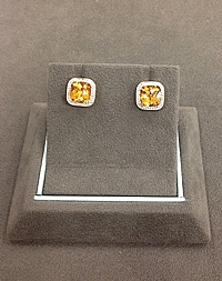14K Yellow Gold Diamond & Citrine Earrings