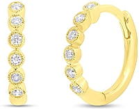 14k Yellow Gold Diamond Huggy Earrings
