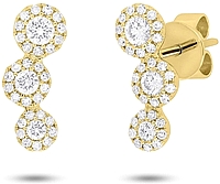 14k Yellow Gold Diamond Stud Earrings