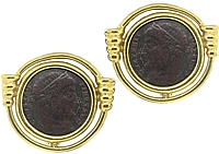 14k Yellow Gold Estate Roman Coin Earrings