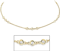 14K Yellow Gold Triple Station Necklace