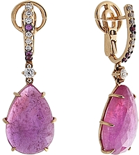 18k Rose Gold Diamond & Ruby Earrings