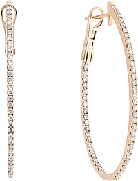 18k Rose Gold Diamond Oval Hoop Earrings