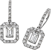 18k White Gold 1.02ct Emerald Cut Diamond Earrings