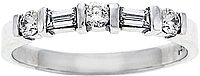 18k White Gold 1/2ct Round & Baguette Diamond Wedding Band