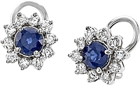 18k White Gold 2.05ct Diamond & Sapphire Earrings