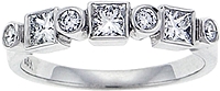 18k White Gold 2/3 ct. Round & Princess Cut Bezel-Set Diamond Band