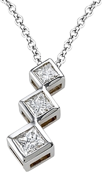 18k White Gold .75ct 3-Stone Diamond Pendant