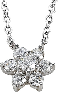 18k White Gold .87ct Diamond Flower Necklace
