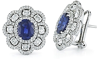 18k White Gold Diamond & Sapphire Earrings-5.28tcw