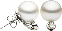 18k White Gold Diamond & South Sea Pearl Earrings