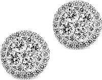 18k White Gold Diamond Cluster Earrings- 1.03ctw