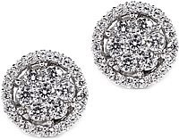 18k White Gold Diamond Cluster Earrings- 1.24ctw