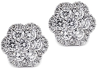 18k White Gold Diamond Cluster Earrings- 1.27ctw