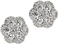 18k White Gold Diamond Cluster Earrings- 1.2ctw