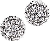 18k White Gold Diamond Cluster Earrings- 1.88ctw