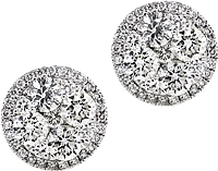 18k White Gold Diamond cluster Earrings- 1.99ctw