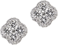 18k White Gold Diamond Cluster Earrings- .59ctw