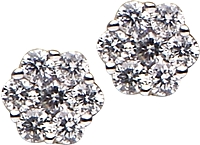 18k White Gold Diamond Cluster Earrings- .62cts