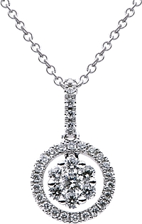 18k White Gold Diamond Cluster Pendant- .35cts