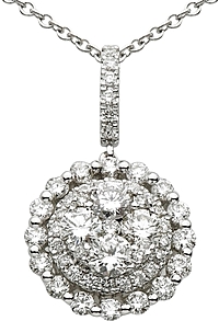 18k White Gold Diamond Cluster Pendant-.95cts