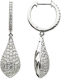 18k White Gold Diamond Drop Earrings- .1.39cts